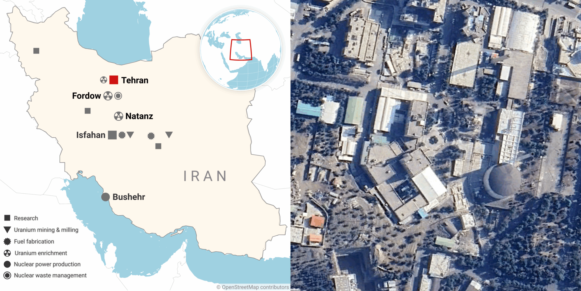 Iran Nuclear Sites Map Tehran